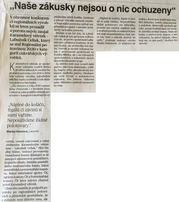 Regionální potravina roku 2020